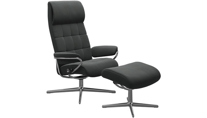 Stressless London High Back Recliner in Begonia Charcoal